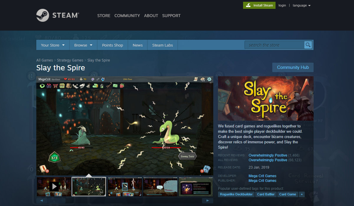 Slay the Spire Steam Page | Content marketing for indie video game developers