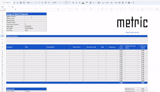 Free scope of work template for digital agencies